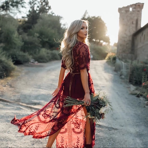 Burgundy Bohemian gypsy maxi DRC142 - Picture 2 of 7